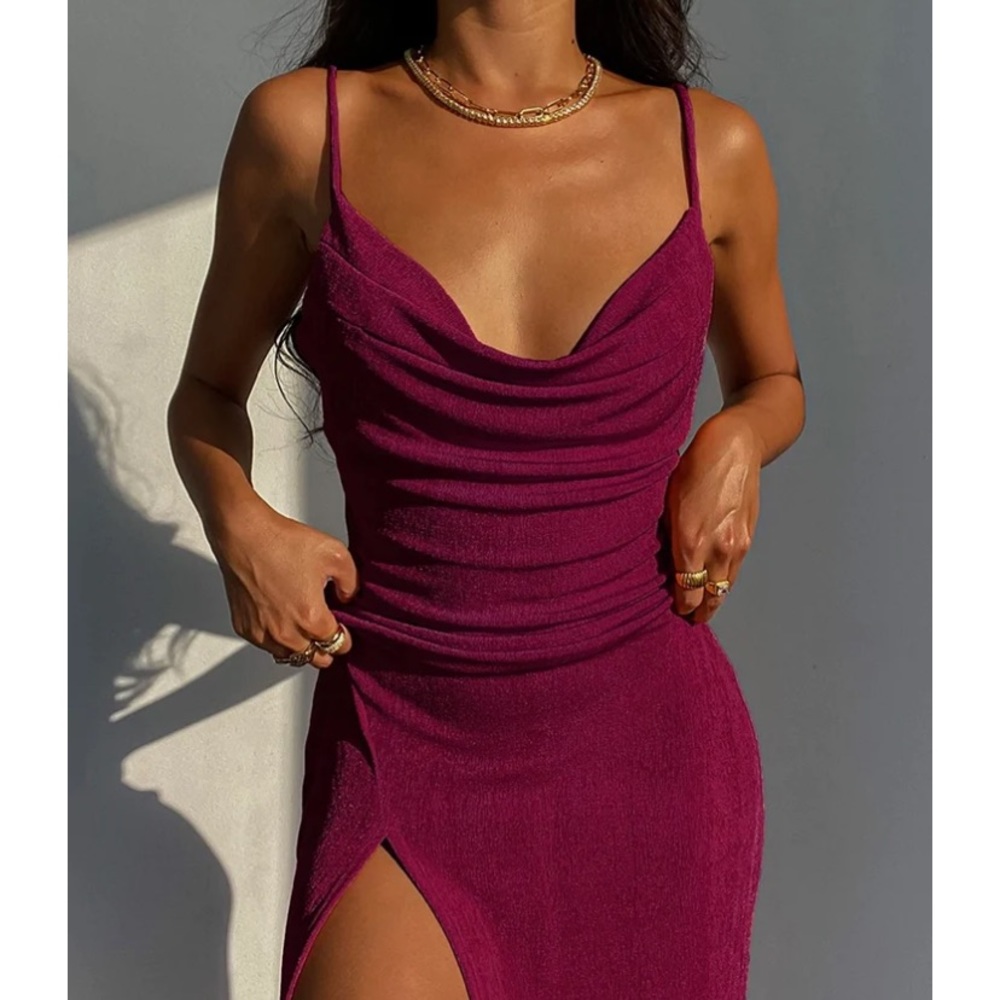 Slinky Slip Dress — Berry